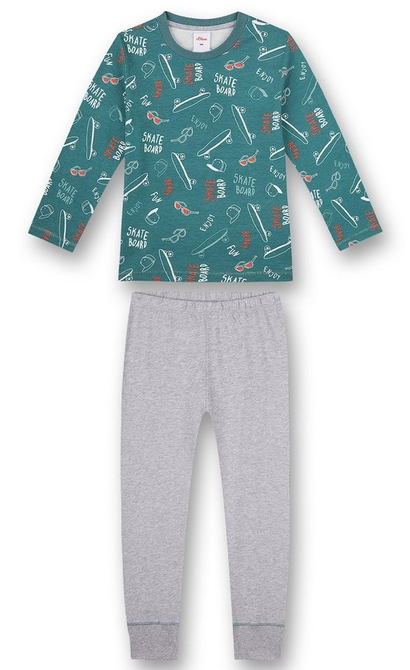 s.Oliver Junior Pyjama s.Oliver Jungen Schlafanzug Pyjama lang Skater grün grau (2 tlg) von s.Oliver Junior