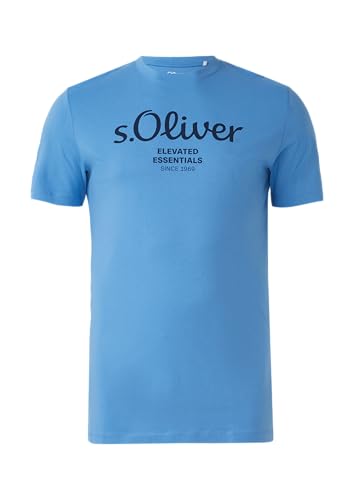 Baumwoll-T-Shirt mit Logo-Print Royalblau 2XT von s.Oliver