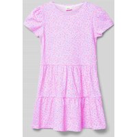 s.Oliver RED LABEL Ausgestelltes Stufenkleid aus Baumwoll-Mix mit Kappärmeln in Rosa, Größe 98 von s.Oliver RED LABEL