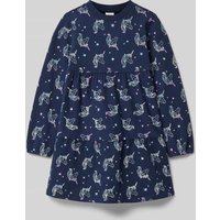 s.Oliver RED LABEL Ausgestelltes Sweat-Kleid mit All-over-Print in Marine, Größe 116 von s.Oliver RED LABEL