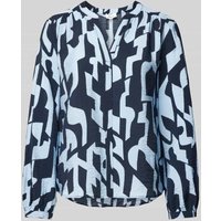 s.Oliver RED LABEL Comfort Fit Langarmbluse mit Allover-Muster in Marine, Größe 38 von s.Oliver RED LABEL