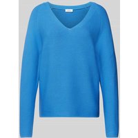 s.Oliver RED LABEL Comfort Fit Strickpullover aus Baumwoll-Mix mit V-Ausschnitt in Blau, Größe 36 von s.Oliver RED LABEL