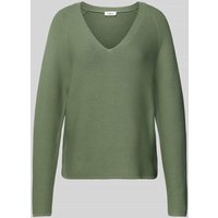 s.Oliver RED LABEL Comfort Fit Strickpullover aus Baumwoll-Mix mit V-Ausschnitt in Gruen, Größe 42 von s.Oliver RED LABEL