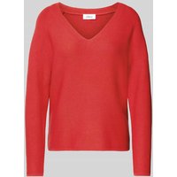 s.Oliver RED LABEL Comfort Fit Strickpullover aus Baumwoll-Mix mit V-Ausschnitt in Rot, Größe 38 von s.Oliver RED LABEL