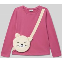 s.Oliver RED LABEL Loose Fit Langarmshirt aus reiner Baumwolle in Fuchsia, Größe 140 von s.Oliver RED LABEL