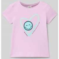s.Oliver RED LABEL Loose Fit T-Shirt mit Smiley®-Print in Lavender, Größe 140 von s.Oliver RED LABEL