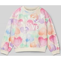 s.Oliver RED LABEL Oversize Sweatshirt mit Allover-Print in Sand, Größe 92 von s.Oliver RED LABEL