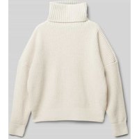 s.Oliver RED LABEL Oversized Rollkragenpullover aus weichem Ripp in Ecru, Größe 158 von s.Oliver RED LABEL