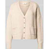 s.Oliver RED LABEL Oversized Strickjacke aus Baumwoll-Mix in Beige, Größe 42 von s.Oliver RED LABEL
