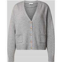 s.Oliver RED LABEL Oversized Strickjacke aus Baumwoll-Mix in Hellgrau Melange, Größe 38 von s.Oliver RED LABEL