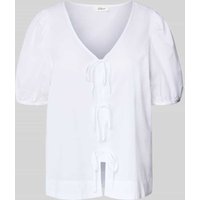 s.Oliver RED LABEL Regular Fit Baumwollbluse mit V-Ausschnitt in Weiss, Größe 40 von s.Oliver RED LABEL