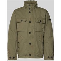 s.Oliver RED LABEL Regular Fit Bomberjacke im Utility Style mit Kapuze im Kragen in Oliv, Größe XL von s.Oliver RED LABEL