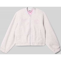 s.Oliver RED LABEL Regular Fit Collegejacke in Woll-Optik in Mittelgrau Melange, Größe 110 von s.Oliver RED LABEL