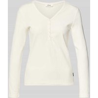 s.Oliver RED LABEL Regular Fit Langarmshirt aus Baumwoll-Mix in Offwhite, Größe 40 von s.Oliver RED LABEL