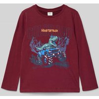 s.Oliver RED LABEL Regular Fit Langarmshirt aus reiner Baumwolle in Bordeaux, Größe 128 von s.Oliver RED LABEL