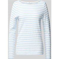 s.Oliver RED LABEL Regular Fit Langarmshirt aus reiner Baumwolle mit Streifenmuster in Hellblau, Größe 44 von s.Oliver RED LABEL