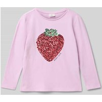 s.Oliver RED LABEL Regular Fit Langarmshirt mit Pailletten-Besatz in Lavender, Größe 140 von s.Oliver RED LABEL