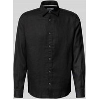 s.Oliver RED LABEL Regular Fit Leinenhemd mit Sportmanschetten in Black, Größe XXL von s.Oliver RED LABEL