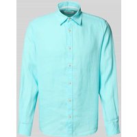 s.Oliver RED LABEL Regular Fit Leinenhemd mit Sportmanschetten in Blau, Größe XXL von s.Oliver RED LABEL