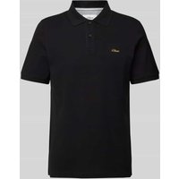 s.Oliver RED LABEL Regular Fit Poloshirt aus reiner Baumwolle mit Label Stitching in Black, Größe M von s.Oliver RED LABEL