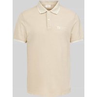 s.Oliver RED LABEL Regular Fit Poloshirt mit Label-Print in Beige, Größe S von s.Oliver RED LABEL