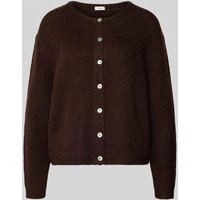 s.Oliver RED LABEL Regular Fit Strickjacke mit Alpaka-Anteil in Dunkelbraun, Größe 38 von s.Oliver RED LABEL