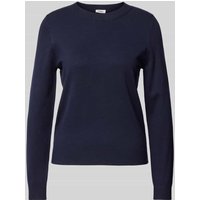 s.Oliver RED LABEL Regular Fit Strickpullover aus Viskose-Mix mit Rippbündchen in Marine, Größe 46 von s.Oliver RED LABEL