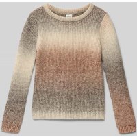 s.Oliver RED LABEL Regular Fit Strickpullover aus geripptem Baumwoll-Mix in Hellbraun, Größe 104 von s.Oliver RED LABEL