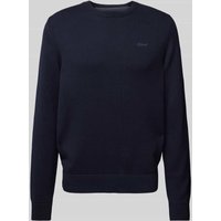 s.Oliver RED LABEL Regular Fit Strickpullover aus reiner Baumwolle mit Label-Stitching in Dunkelblau, Größe S von s.Oliver RED LABEL