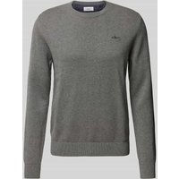 s.Oliver RED LABEL Regular Fit Strickpullover aus reiner Baumwolle mit Label-Stitching in Mittelgrau, Größe S von s.Oliver RED LABEL
