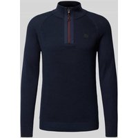 s.Oliver RED LABEL Regular Fit Strickpullover aus reiner Baumwolle mit Troyer-Kragen in Dunkelblau, Größe XXL von s.Oliver RED LABEL