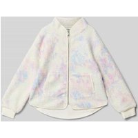 s.Oliver RED LABEL Regular Fit Sweatjacke mit Zuckerwatten Muster in Offwhite, Größe 158 von s.Oliver RED LABEL