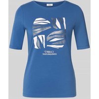 s.Oliver RED LABEL Regular Fit T-Shirt aus Baumwoll-Mix in Ocean, Größe 40 von s.Oliver RED LABEL
