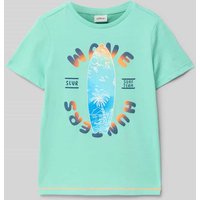 s.Oliver RED LABEL Regular Fit T-Shirt aus reiner Baumwolle in Tuerkis, Größe 128 von s.Oliver RED LABEL