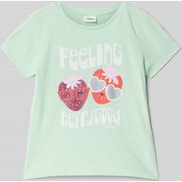 s.Oliver RED LABEL Regular Fit T-Shirt aus reiner Baumwolle in Mint, Größe 128 von s.Oliver RED LABEL