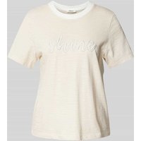 s.Oliver RED LABEL Regular Fit T-Shirt aus reiner Baumwolle mit Schmuckperlen-Schriftzug in Beige, Größe 38 s.Oliver RED LABEL Regular Fit T-Shirt aus reiner Baumwolle mit Schmuckperlen-Schriftzug in Beige, Größe 38 von s.Oliver RED LABEL