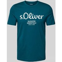 s.Oliver RED LABEL Regular Fit T-Shirt aus reiner Baumwolle mit Statement-Label-Print in Petrol, Größe M s.Oliver RED LABEL Regular Fit T-Shirt aus reiner Baumwolle mit Statement-Label-Print in Petrol, Größe M von s.Oliver RED LABEL