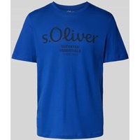 s.Oliver RED LABEL Regular Fit T-Shirt aus reiner Baumwolle mit Statement-Label-Print in Royal, Größe XXL von s.Oliver RED LABEL