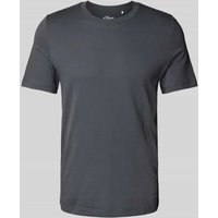 s.Oliver RED LABEL Regular Fit T-Shirt aus reiner Baumwolle mit gummiertem Label Print in Anthrazit, Größe S von s.Oliver RED LABEL