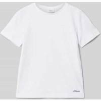 s.Oliver RED LABEL Regular Fit T-Shirt aus reiner Baumwolle mit kleinem Label Print in Weiss, Größe 128 von s.Oliver RED LABEL