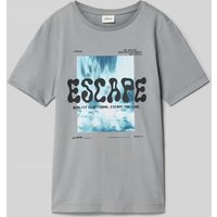 s.Oliver RED LABEL Regular Fit T-Shirt mit Motiv-Print in Stein, Größe 158 von s.Oliver RED LABEL