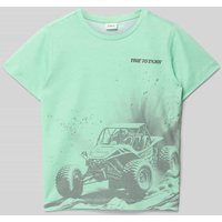 s.Oliver RED LABEL Regular Fit T-Shirt mit Motiv-Print in Tuerkis, Größe 116 von s.Oliver RED LABEL
