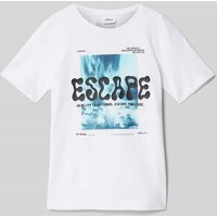 s.Oliver RED LABEL Regular Fit T-Shirt mit Motiv-Print in Weiss, Größe 158 von s.Oliver RED LABEL