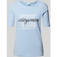 s.Oliver RED LABEL Regular Fit T-Shirt mit Statement Print in Hellblau, Größe 38 von s.Oliver RED LABEL