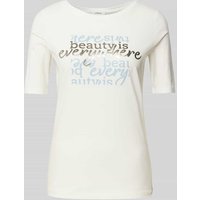 s.Oliver RED LABEL Regular Fit T-Shirt mit Statement Print in Weiss, Größe 38 von s.Oliver RED LABEL