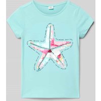 s.Oliver RED LABEL Regular Fit T-Shirt mit interaktivem Design in Aqua, Größe 92 von s.Oliver RED LABEL