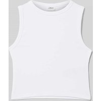 s.Oliver RED LABEL Regular Fit Tanktop aus Viskose-Mix in Ripp-Optik in Weiss, Größe 158 von s.Oliver RED LABEL