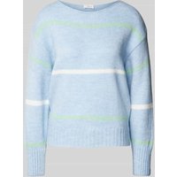 s.Oliver RED LABEL Relaxed Fit Strickpullover mit Rollsaum und Ballonärmeln in Bleu, Größe 46 von s.Oliver RED LABEL