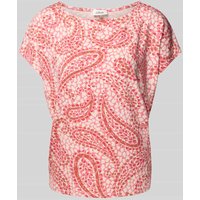 s.Oliver RED LABEL Relaxed Fit T-Shirt aus Viskose-Mix mit überschnittenen Schultern in Rot, Größe 38 von s.Oliver RED LABEL
