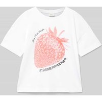 s.Oliver RED LABEL Relaxed Fit T-Shirt aus reiner Baumwolle mit Frontprint in Weiss, Größe 158 von s.Oliver RED LABEL